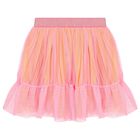 Girls Pink & Orange Flower Tulle Skirt, 1, hi-res