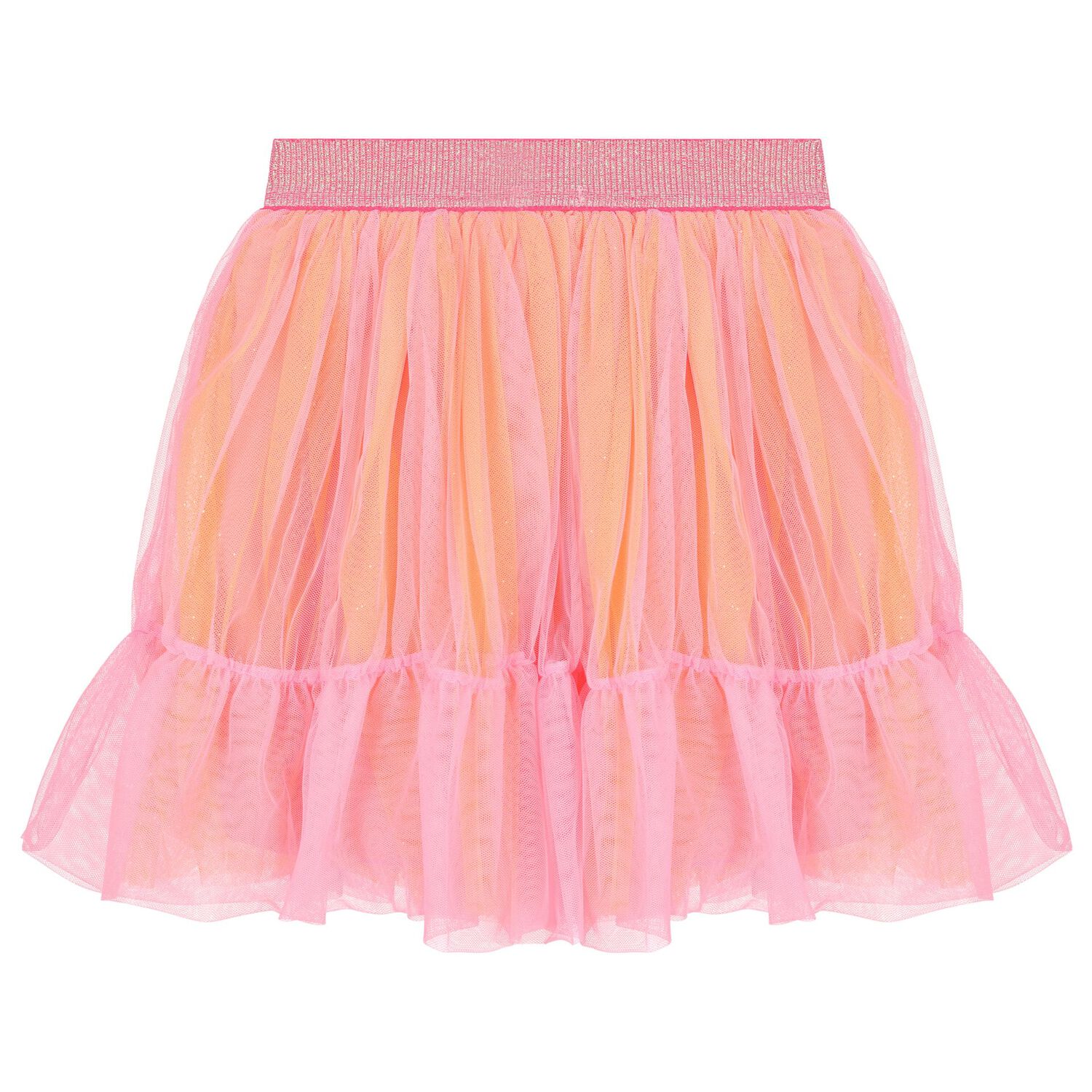 Girls Pink & Orange Flower Tulle Skirt, 1, hi-res image number null