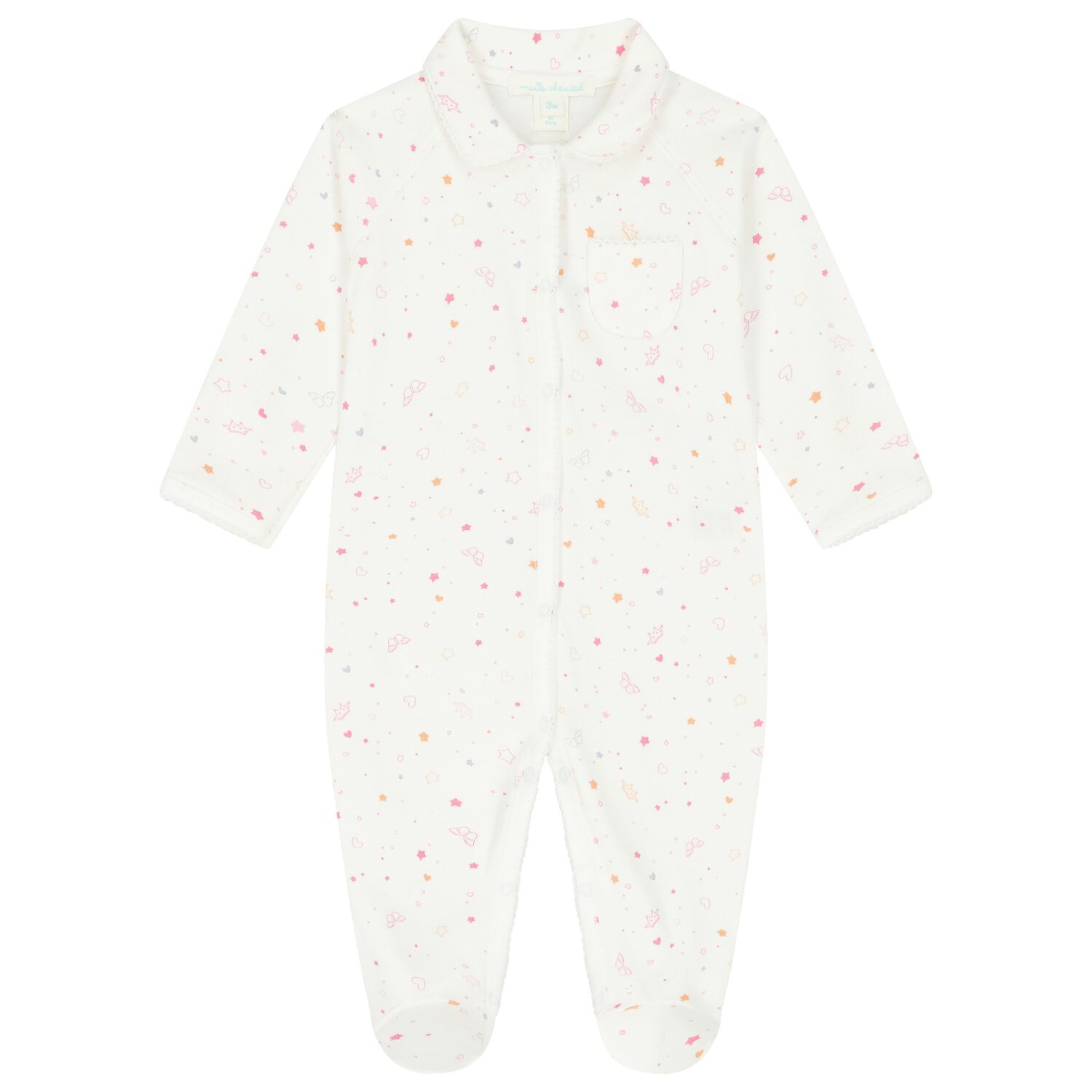 Baby Girls White & Pink Babygrow, 2, hi-res image number null