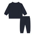 Baby Boys Navy Blue Logo Tracksuit, 1, hi-res