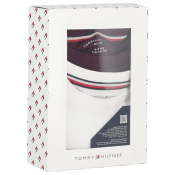 Boys Burgundy & White Cotton Logo T-Shirts ( 2-Pack )