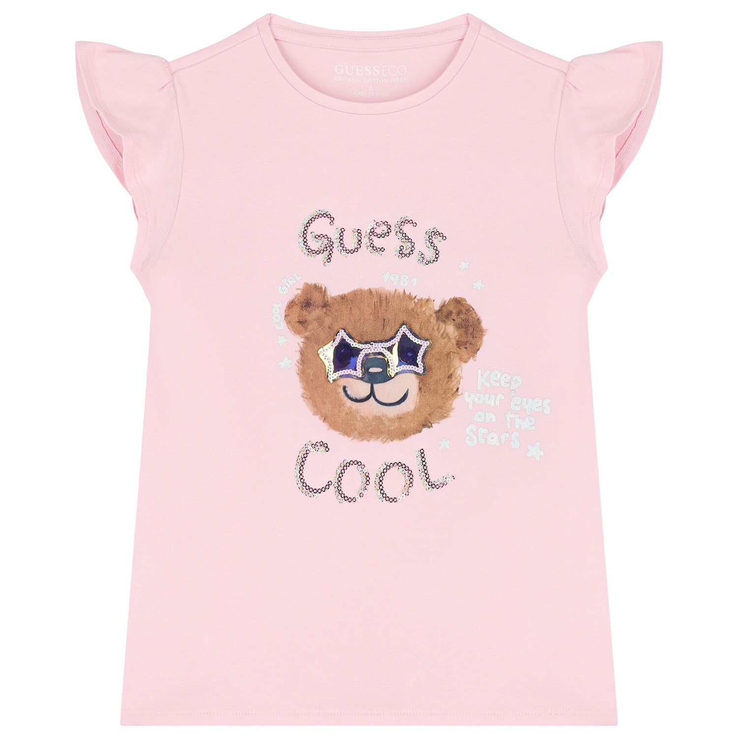 Girls Pink Logo Teddy Bear T-Shirt, 1, hi-res