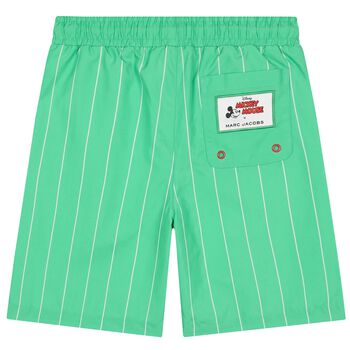 Boys Green Striped Swim Shorts