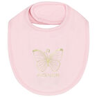 Baby Girls Pink Pima Cotton Logo Bib, 1, hi-res