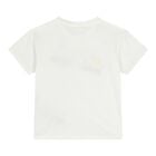 Baby Girls White Web Striped T-Shirt, 1, hi-res