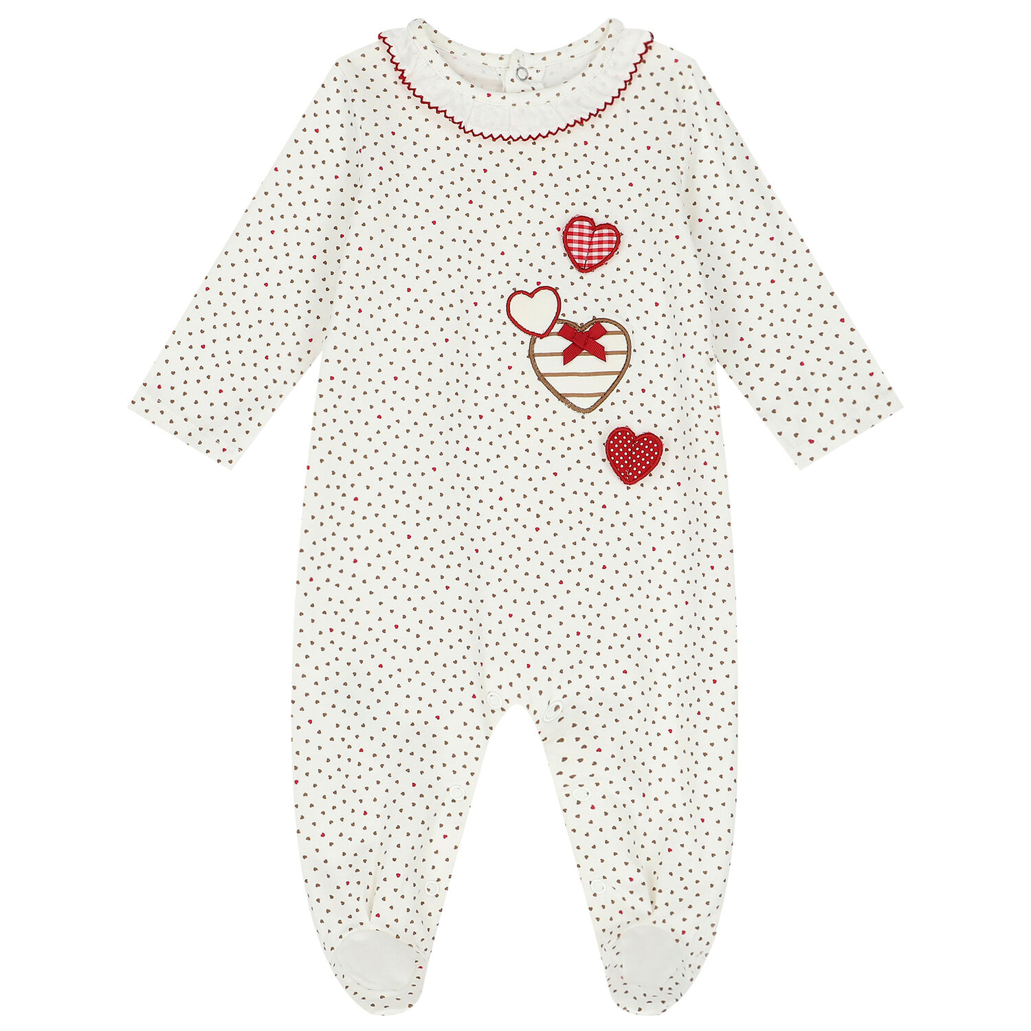 Girls Ivory Heart Babygrow, 2, hi-res