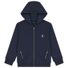 Boys Navy Blue Zip Up Top, 1, hi-res