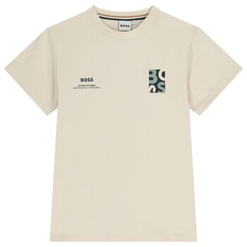 Boys Beige Logo T-Shirt