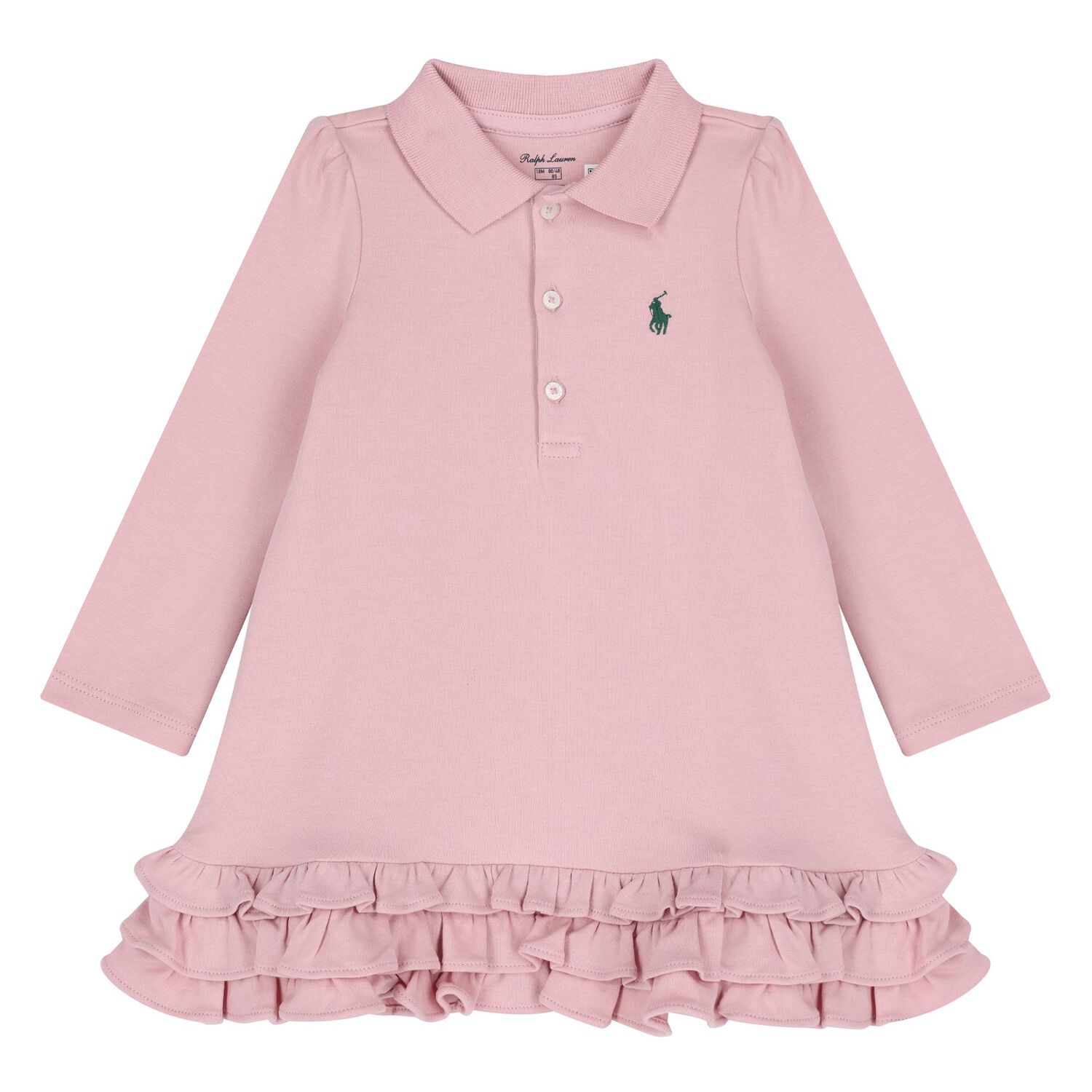 Baby Girls Pink Ruffled Polo Dress Set, 1, hi-res image number null