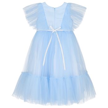 Girls Blue Ruffled Tulle Dress