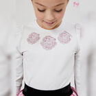 Girls Ivory Embellished Floral Long Sleeve Top, 1, hi-res