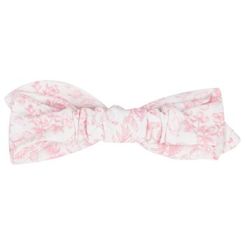 Baby Girls White & Pink Toile Bow Headband