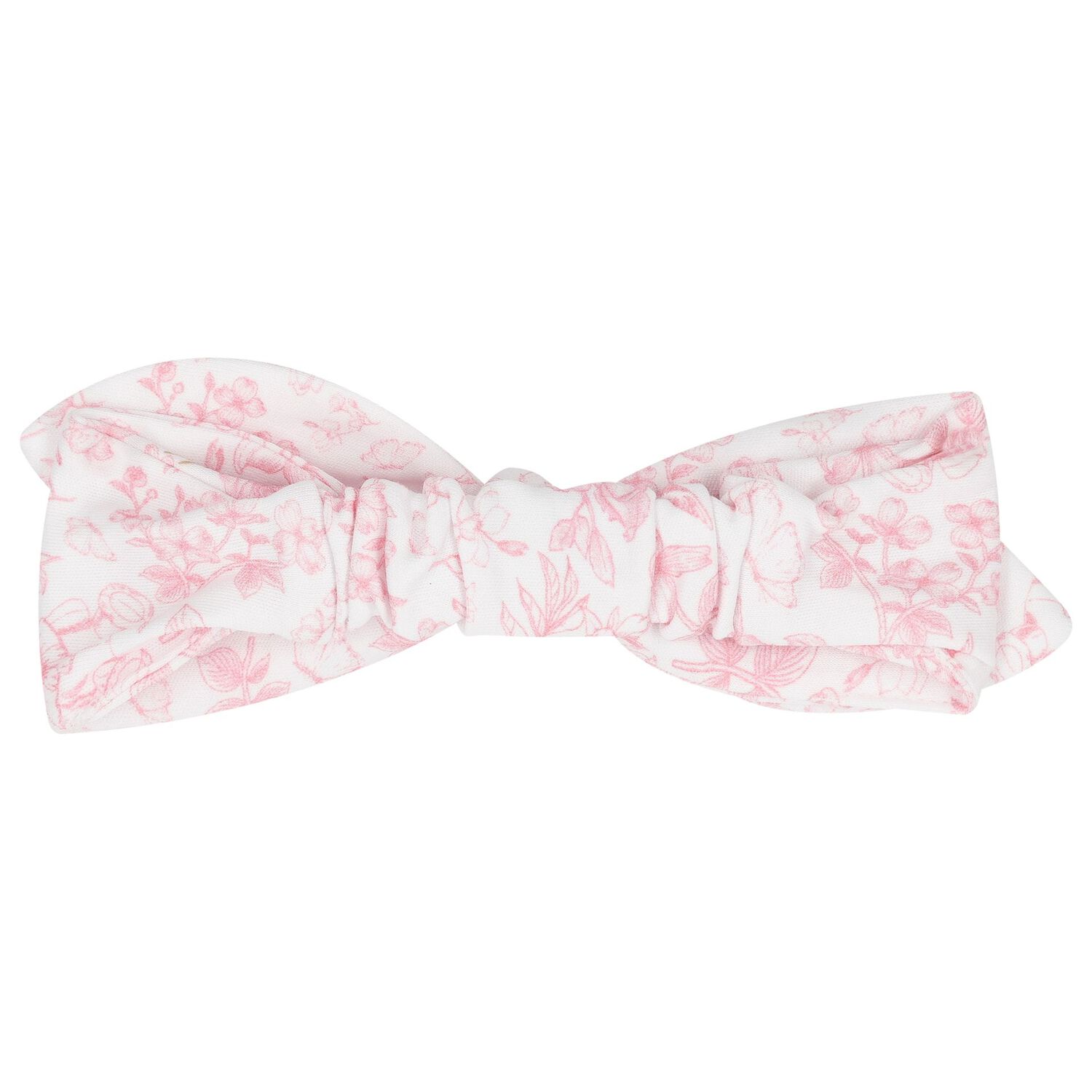 Baby Girls White & Pink Toile de Jouy Bow Headband, 1, hi-res image number null