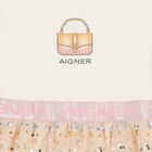 Girls Ivory & Pink Logo Sequin Dress, 1, hi-res