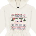 Girls White Festive Hooded Dress, 1, hi-res