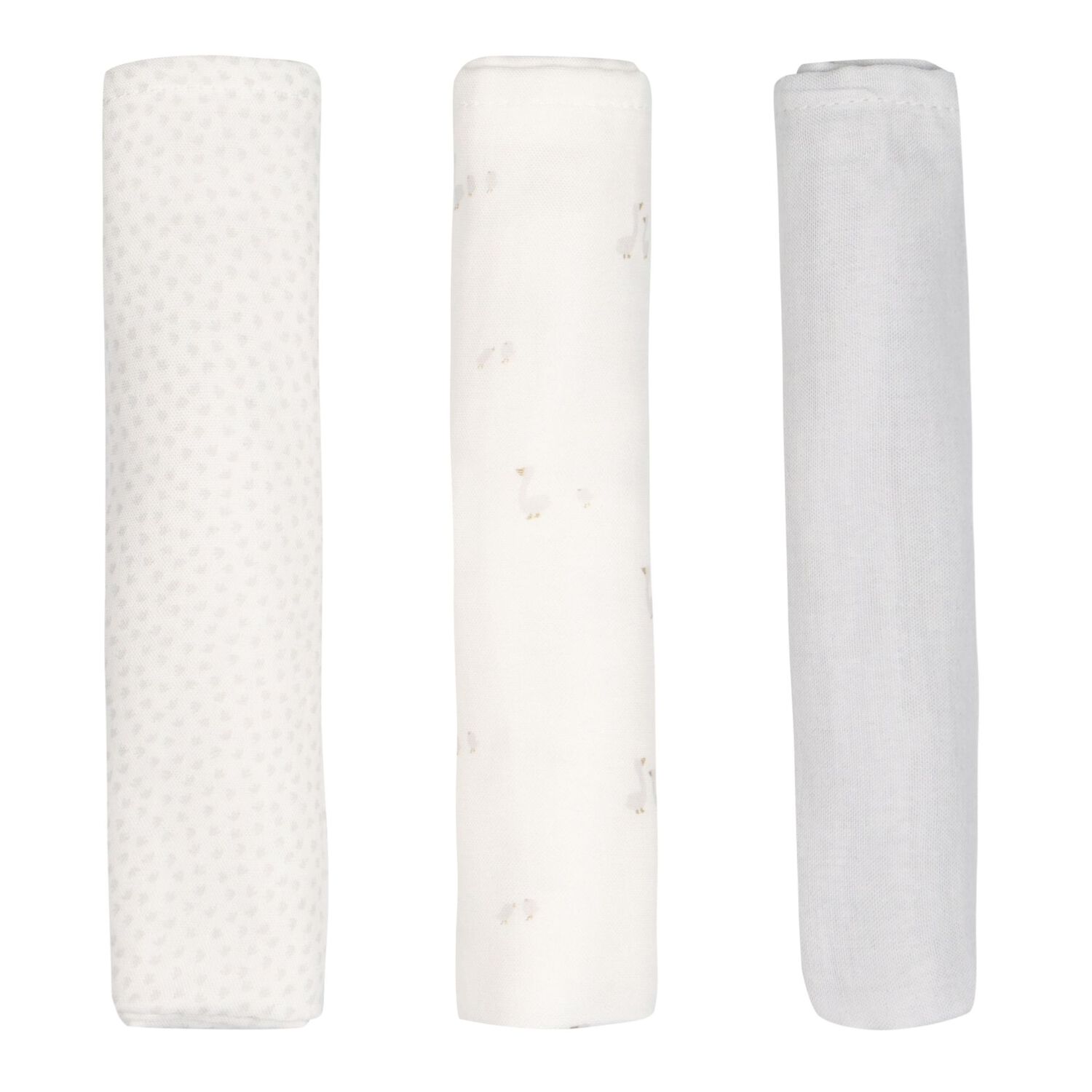 Baby Boys Ivory & Grey Muslin Swaddles ( 3-Pack ), 1, hi-res