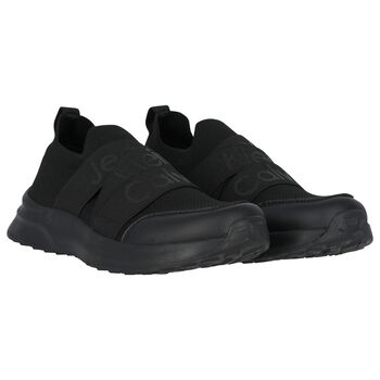 Boys Black Logo Trainers