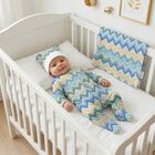 Blue & Yellow Zig Zag Babygrow Set, 2, hi-res