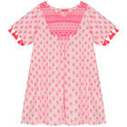 Girls Pink & White Cotton Beach Dress, 1, hi-res