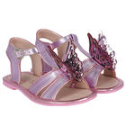Girls Pink Butterfly Sandals, 2, hi-res