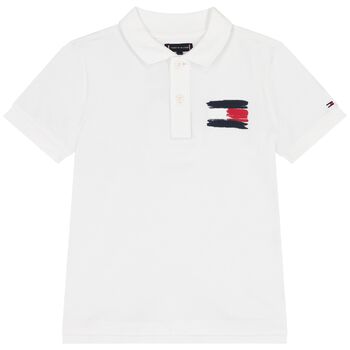 Boys White Logo Polo Shirt