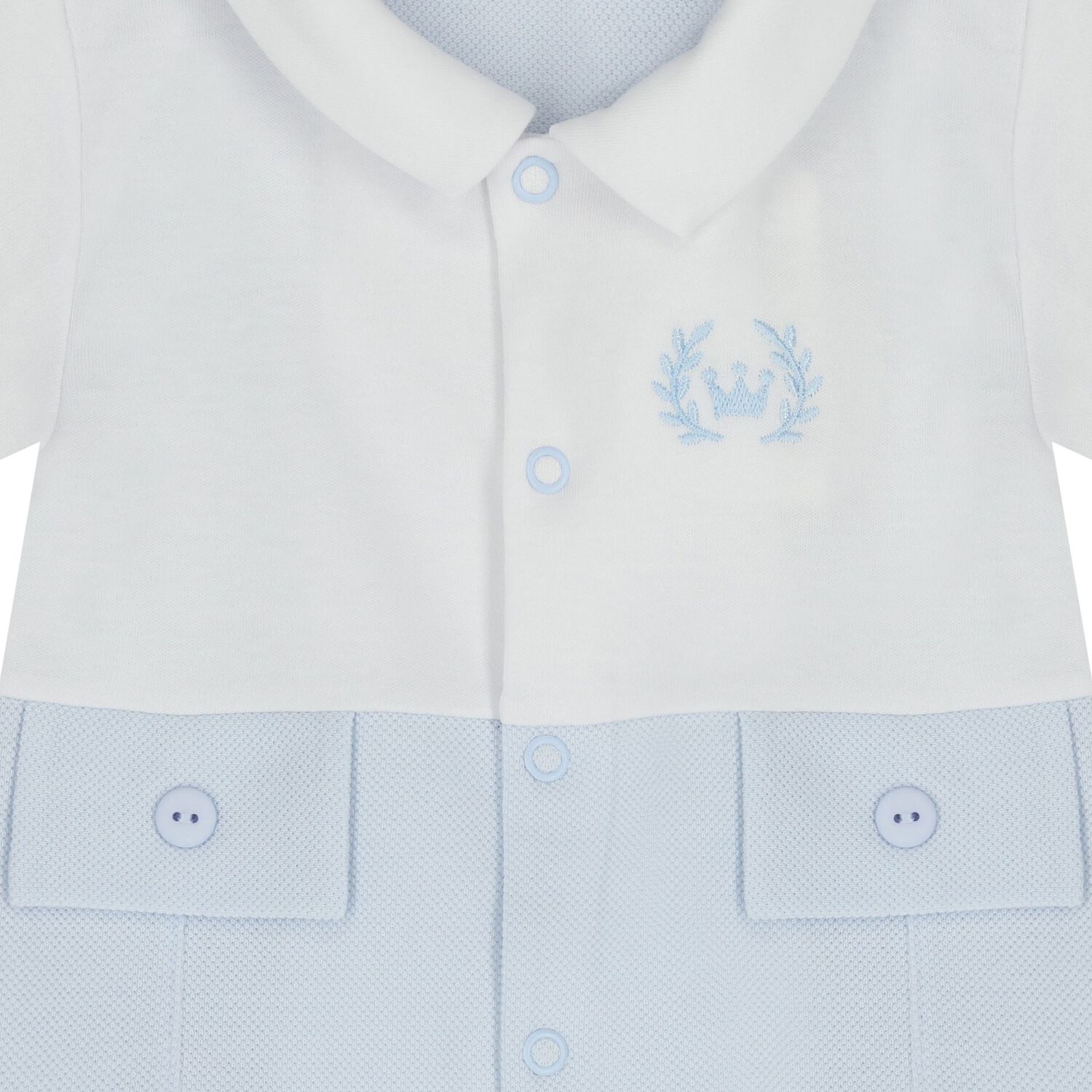 Baby Boys White & Blue Crown Romper, 1, hi-res