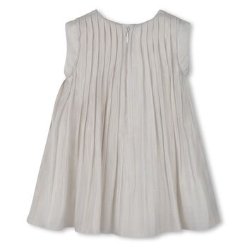 Younger Girls Beige Pleated Dress