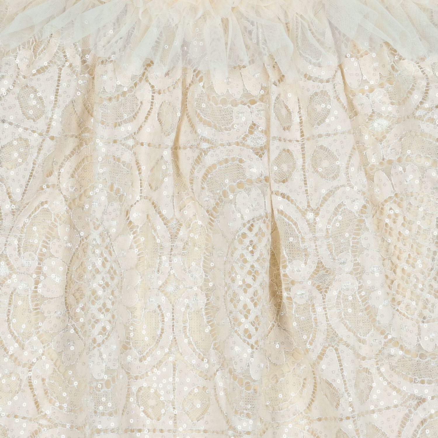 Girls Beige Lace & Sequin Kristi Dress, 1, hi-res