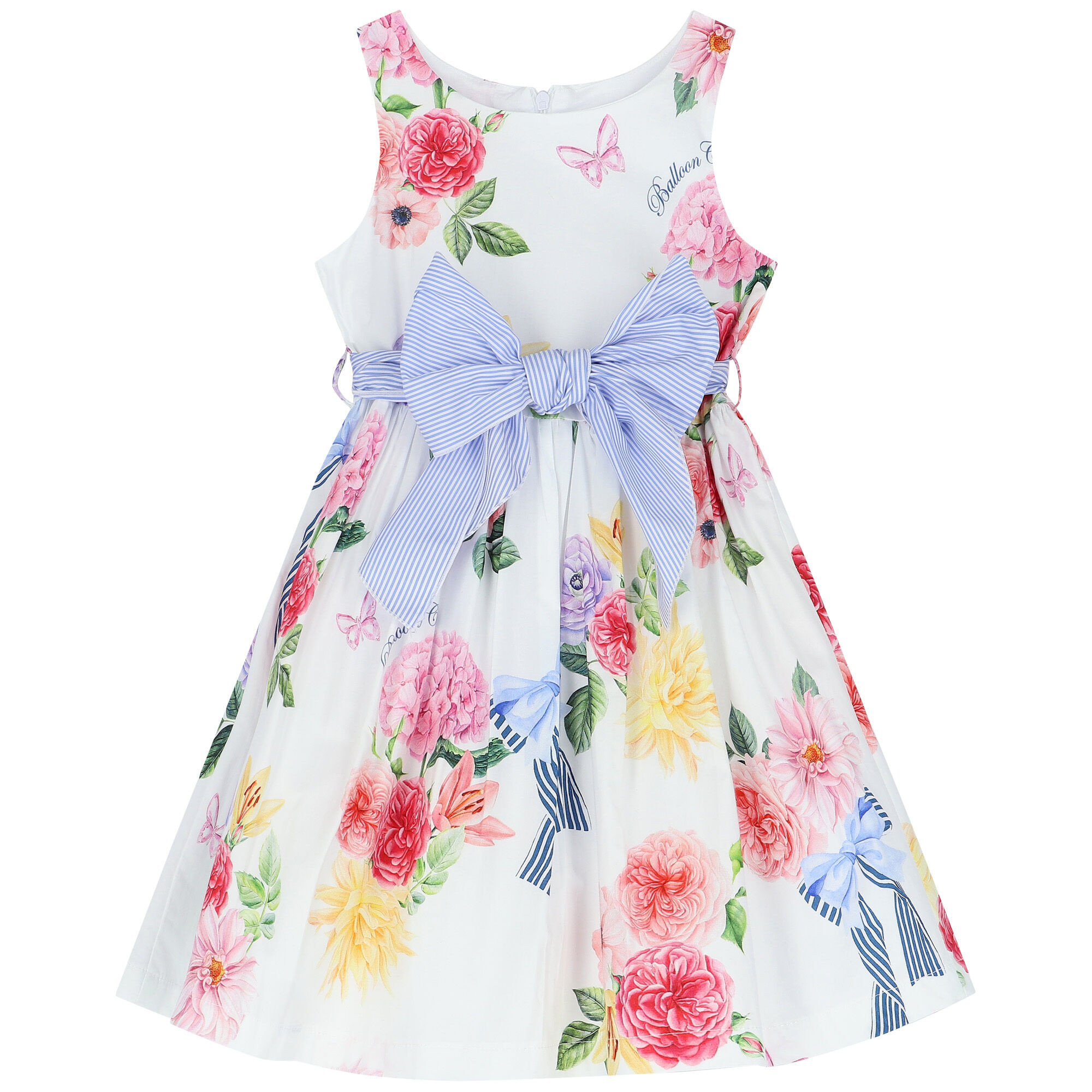 Balloon Chic Girls White Floral Dress Junior Couture UK