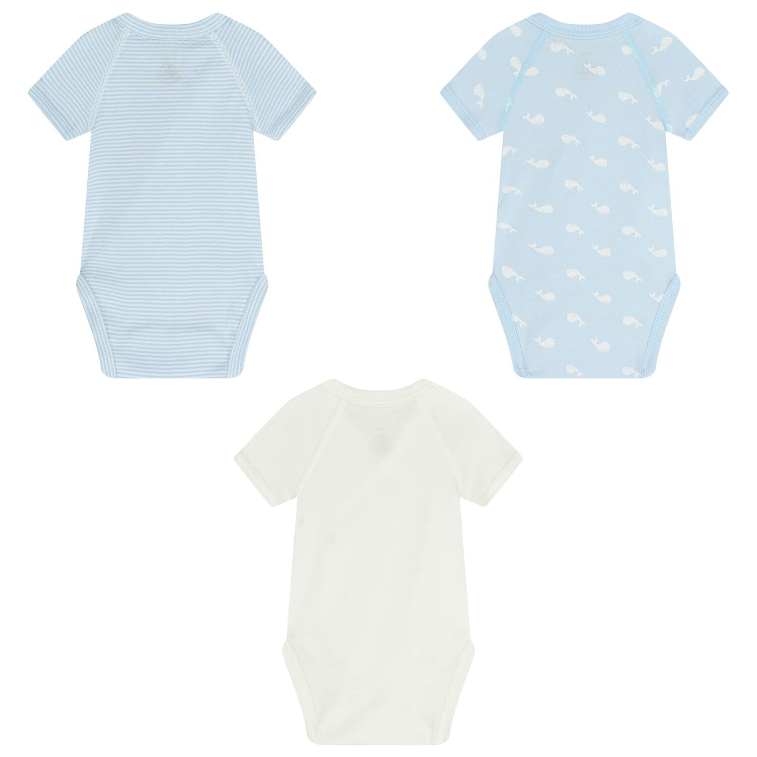 Baby Boys Blue & Ivory Whale Bodysuit ( 3-Pack ), 1, hi-res