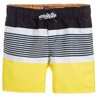 Boys Yellow & Navy Blue Swim Shorts, 1, hi-res