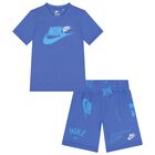 Boys Blue Logo Shorts Set, 3, hi-res