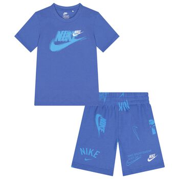 Boys Blue Logo Shorts Set