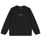 Boys Black Logo Swetatshirt, 1, hi-res