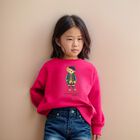 Girls Pink Polo Bear Sweatshirt, 1, hi-res