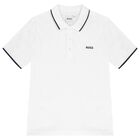 Boys White Logo Polo Shirt, 2, hi-res