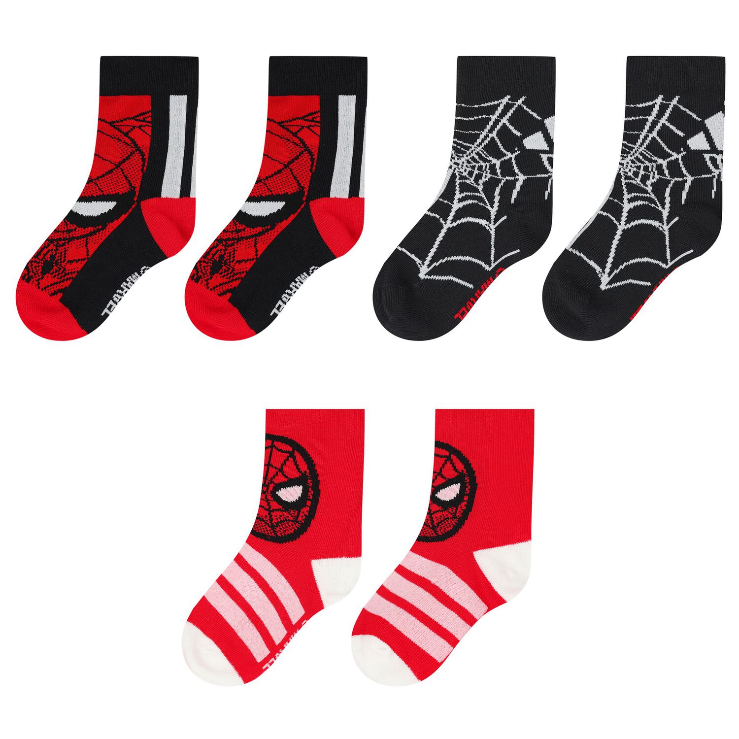 Boys Red & Black Spider Man Socks ( 3- Pack ), 1, hi-res image number null