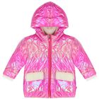 Younger Girls Pink Hearts Quilted Jacket, 1, hi-res