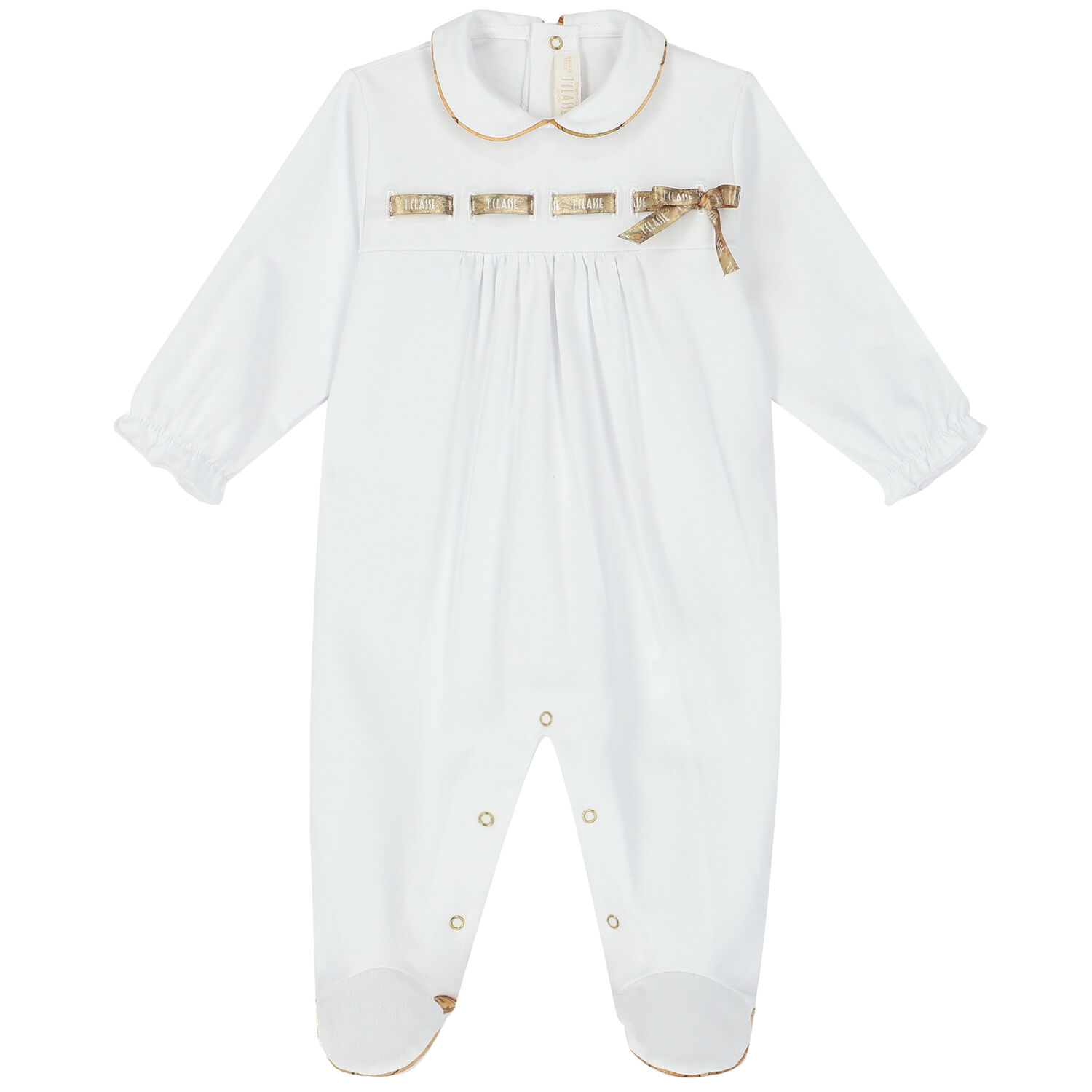 Baby Girls White Logo Babygrow, 1, hi-res