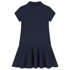 Girls Navy Blue Logo Polo Dress, 1, hi-res