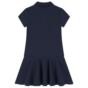 Girls Navy Blue Logo Polo Dress