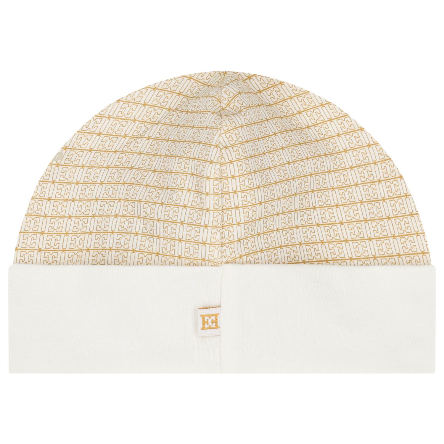 Baby Girls Ivory & Gold Logo Hat, 1, hi-res