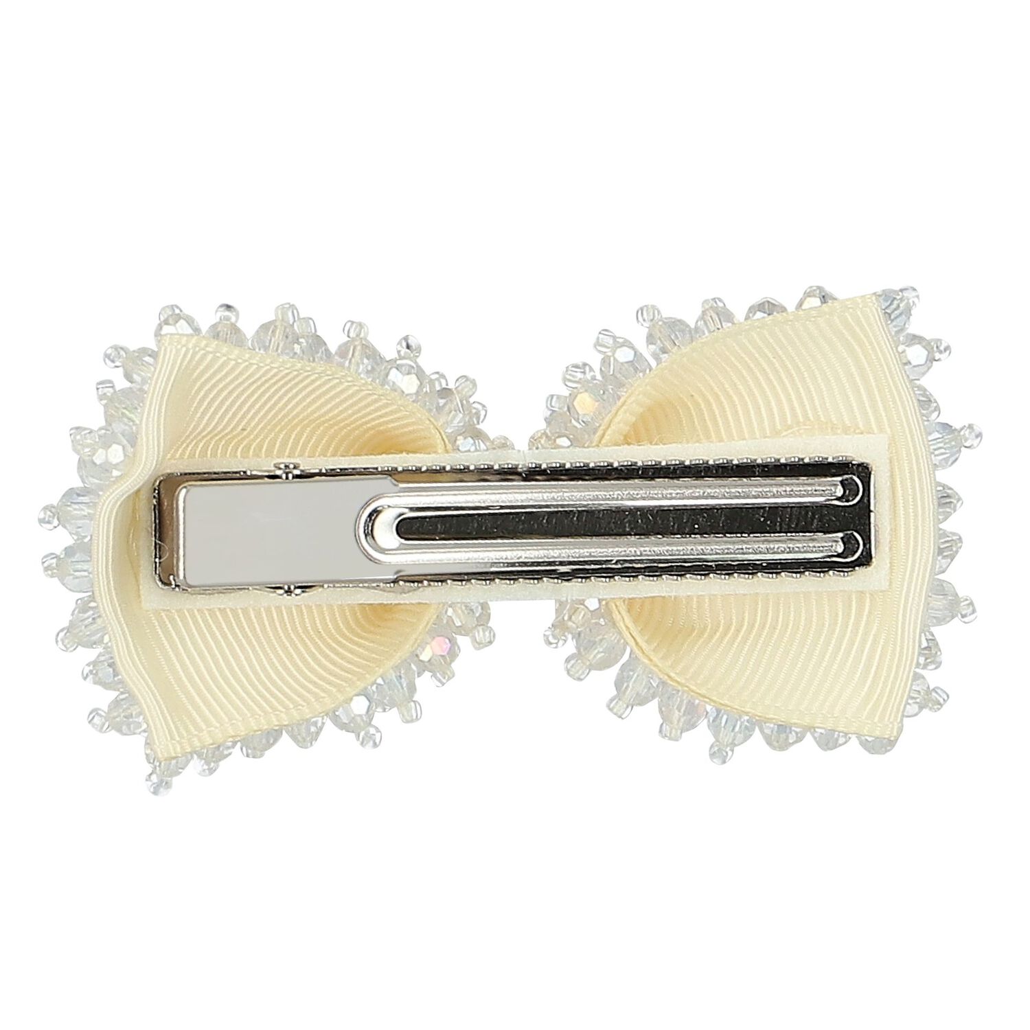 Girls Ivory Embellished Bow Hair Clip, 2, hi-res