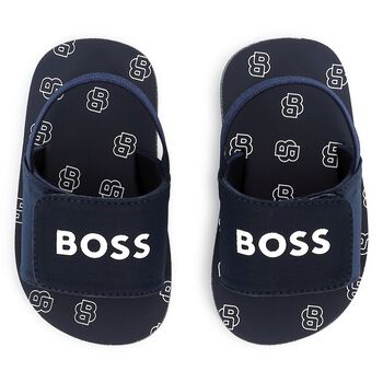 Boys Navy Blue Logo Sandals