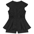 Girls Black Logo Jacquard Playsuit, 1, hi-res