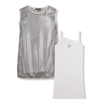 Girls Gold & White Logo Dress Set