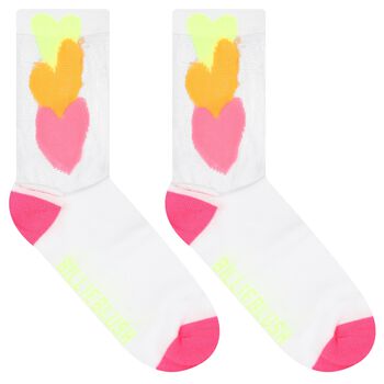 Girls White Hearts Socks