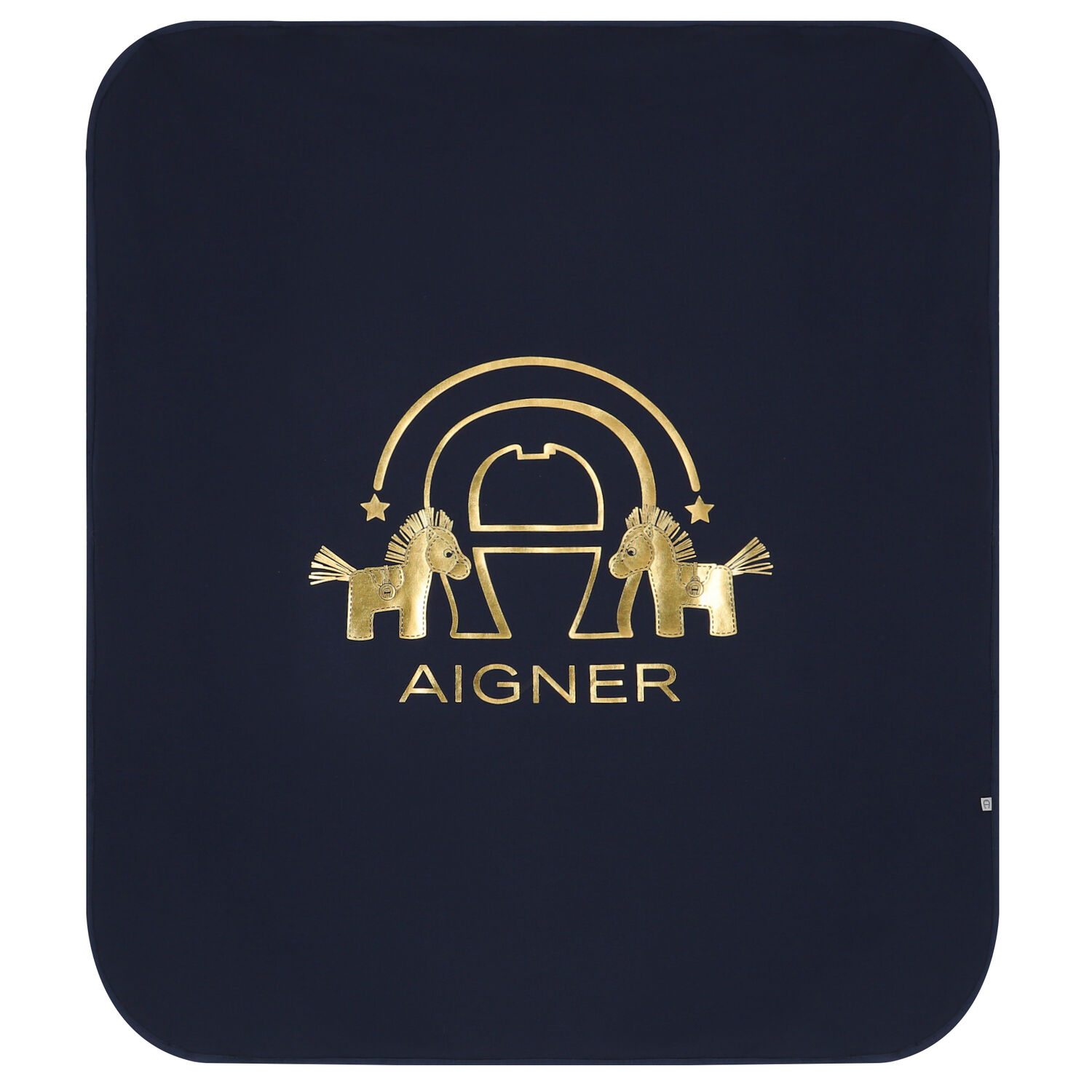 Navy Blue & Gold Horse Logo Baby Blanket, 1, hi-res