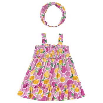 Younger Girls Pink Dress & Headband Set