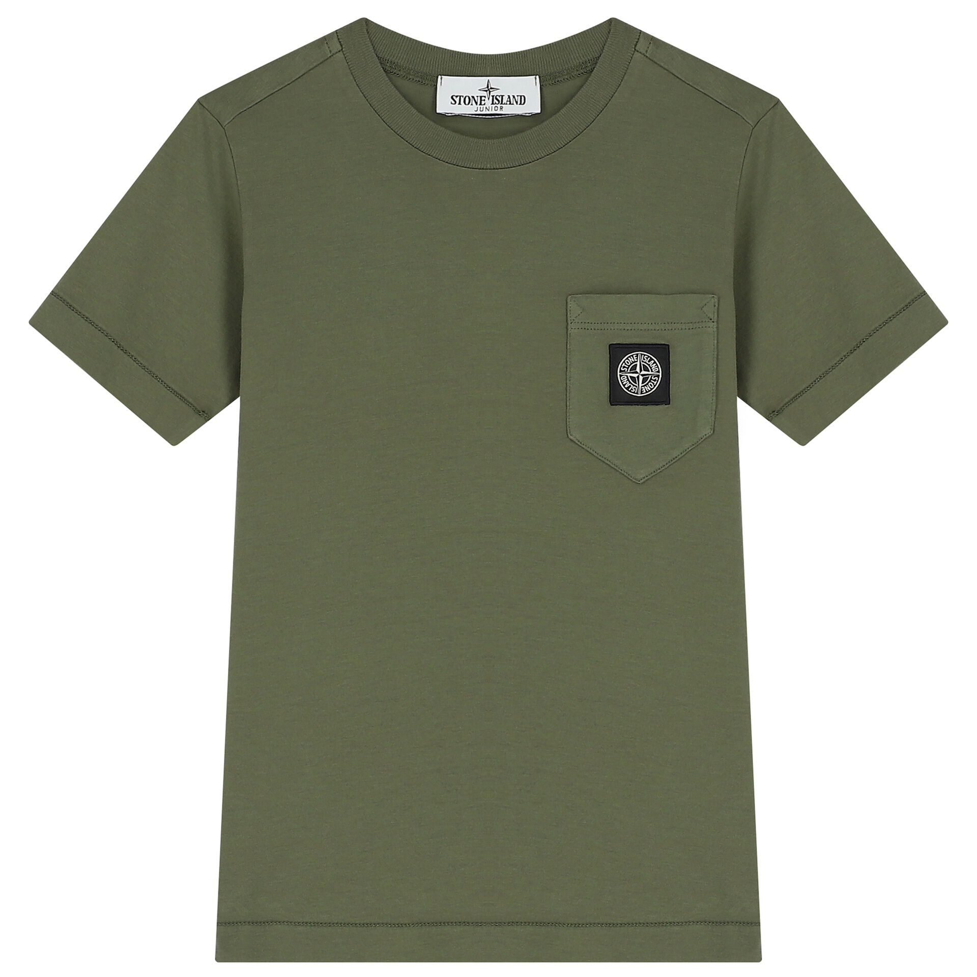 Stone Island Boys Khaki Green Logo T Shirt Junior Couture UK